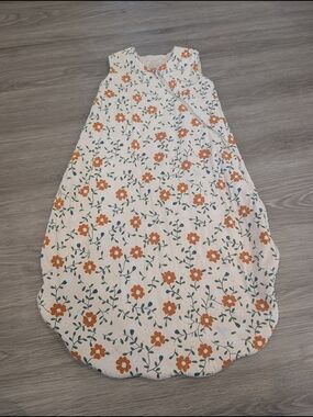 Cream Floral Sleep Sack By Loulou Lollipop with Rust Flowers